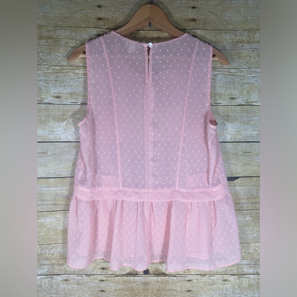 J.Crew sz 6 Sheer Pink Peplum Lightweight Blouse - Picture 2 of 7